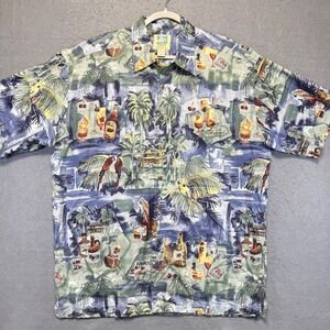 Kahala Pat Anderson Collection Mens Hawaiian Shirt‎ Tropical Rum Palm Trees L